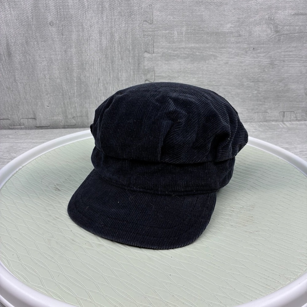Vintage Y2K Billabong Newsboy Hat Cap Snapback Black Corduroy Wide Wale